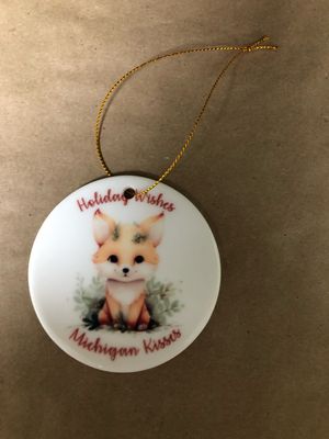 3” Ceramic Ornament Fox Holiday Wishes