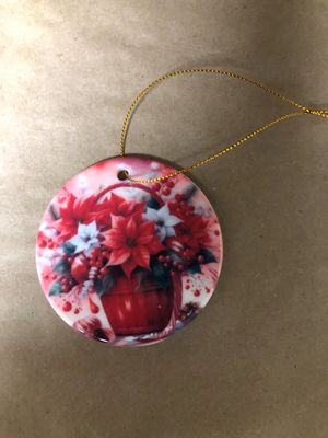 3” Ceramic Ornament Poinsettia