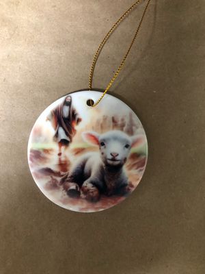 3” Ceramic Ornament Jesus finding the lost sheep