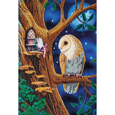 Outset Games and Cobble Hill Puzzles - Crystal Art Notebook Kit: Owl and Fairy Tree