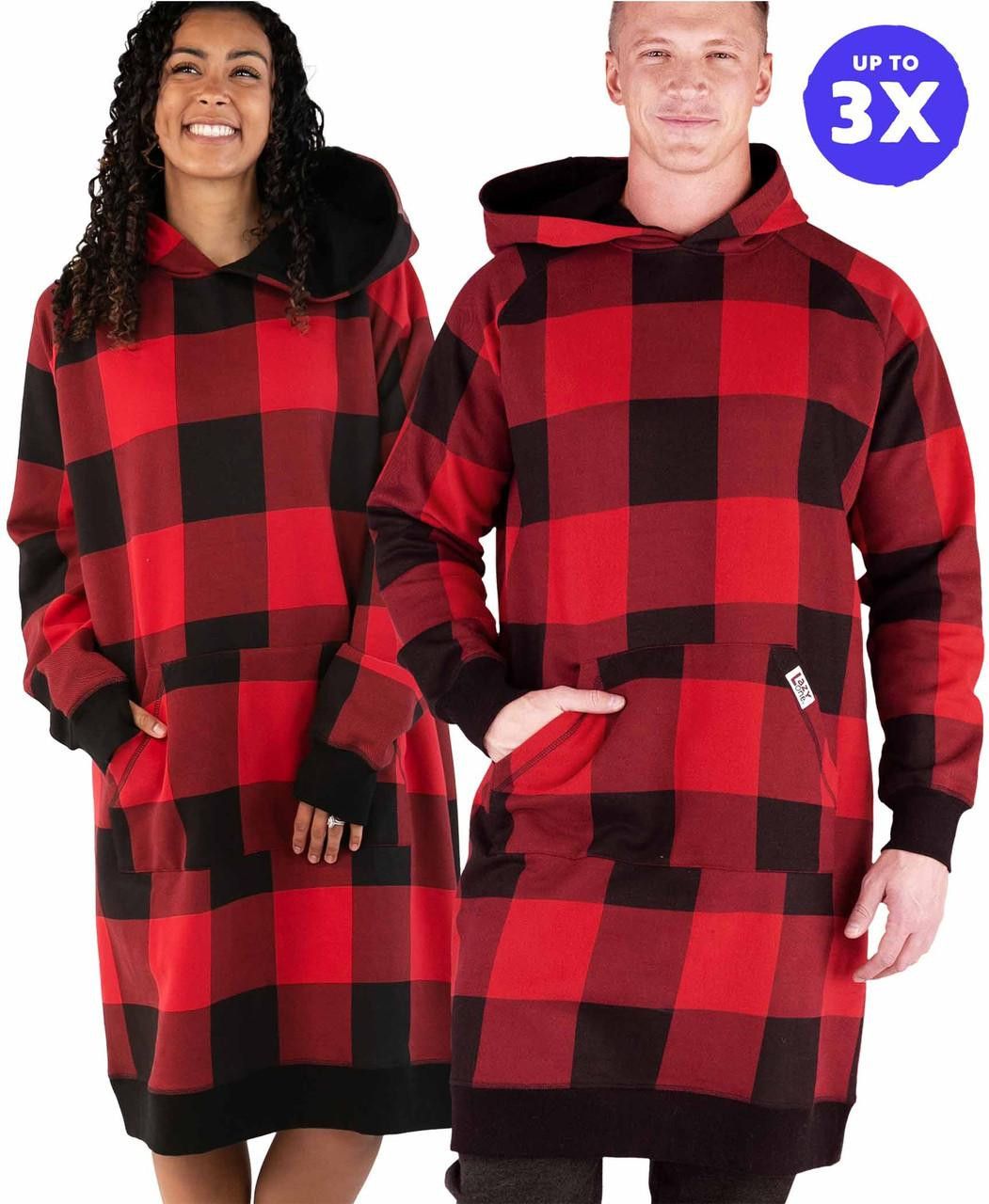 Red Plaid Sleep Hoodie 2X/3X