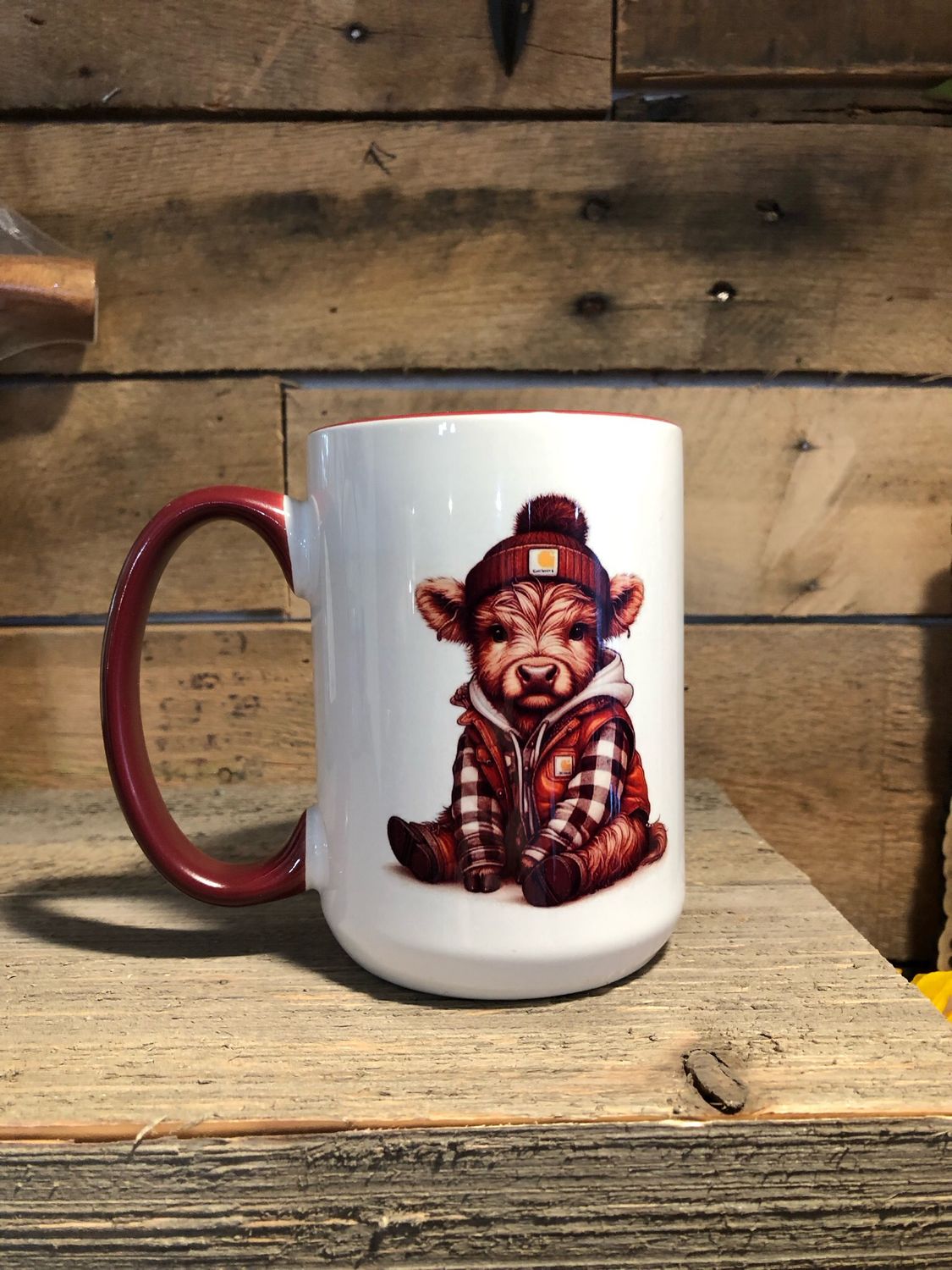 Highland Cow Car Hard - 15 oz Ceramic Mug