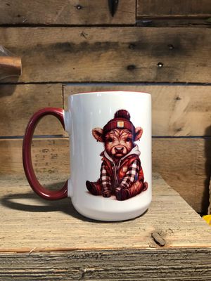 Highland Cow Car Hard - 15 oz Ceramic Mug