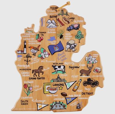 Totally Bamboo - Michigan (Mitten) Cutting Board with Artwork by Fish Kiss™
