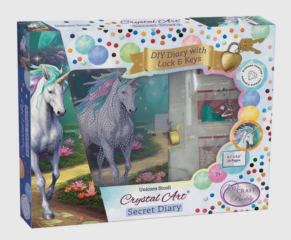 Crystal Art Secret Diary Kit: Unicorn Stroll