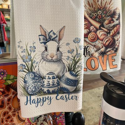 Happy Easter - Kitchen Waffle Towel 16&quot; x 24&quot;