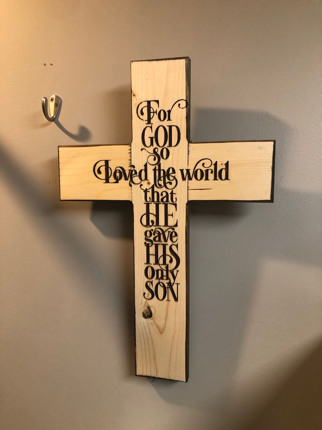 Solid Wood Cross - God So Loved