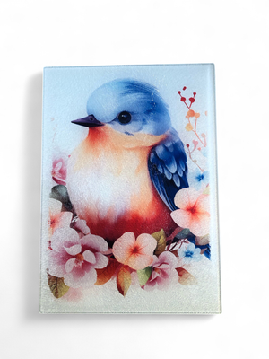 Glass Cutting Board - Blue Bird