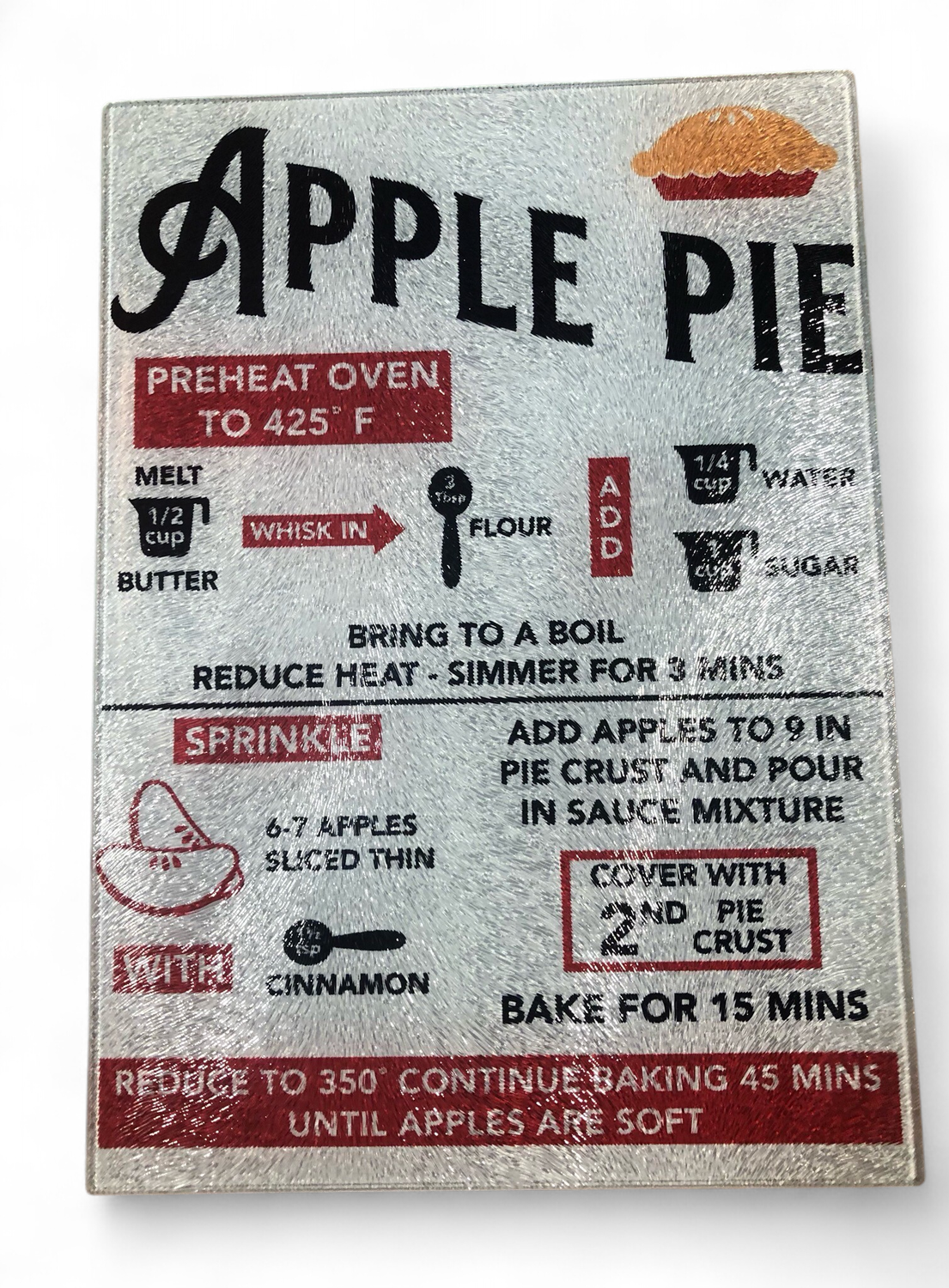 Glass Cutting Board - Apple Pie Receipt