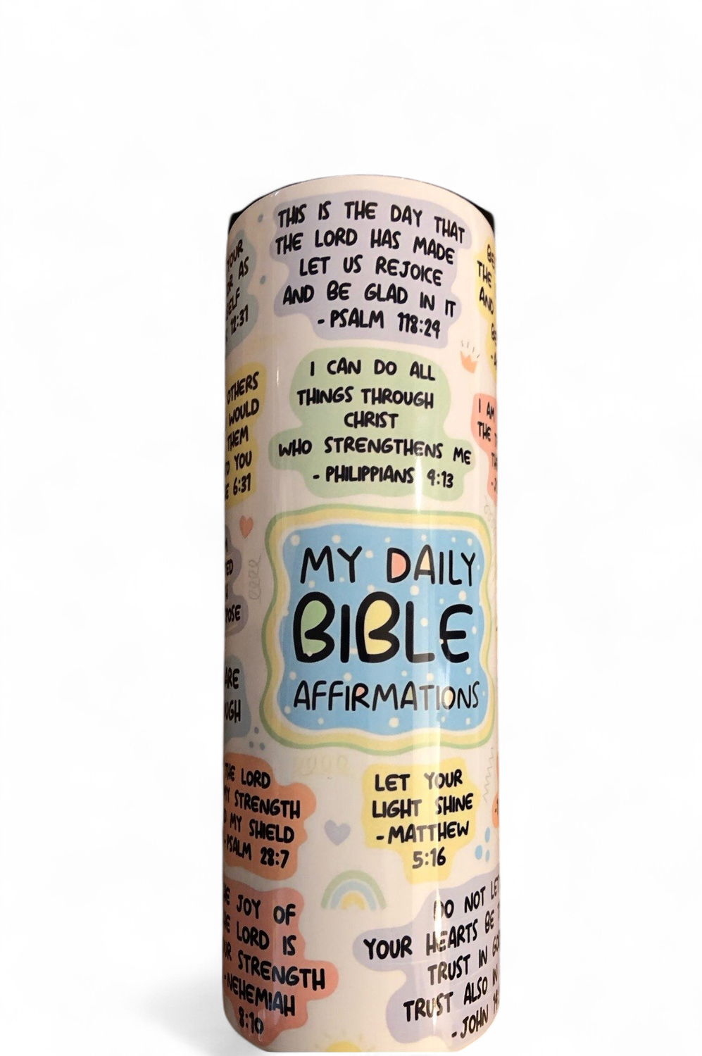 Daily Bible Affirmations Tumbler With Closing Straw