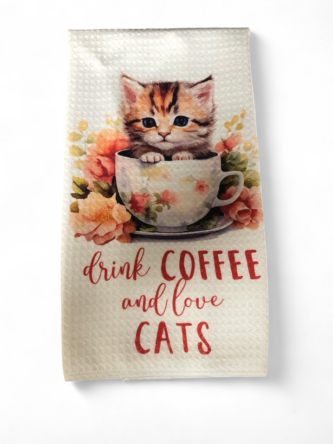 Coffee And Cats - Waffle Kitchen Towel