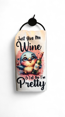 Just Give Me Wine - Waffle Kitchen Towel