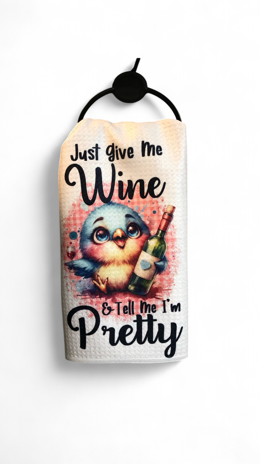 Just Give Me Wine - Waffle Kitchen Towel