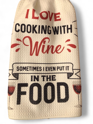 I Love Cooking With Wine - Waffle Kitchen Towel