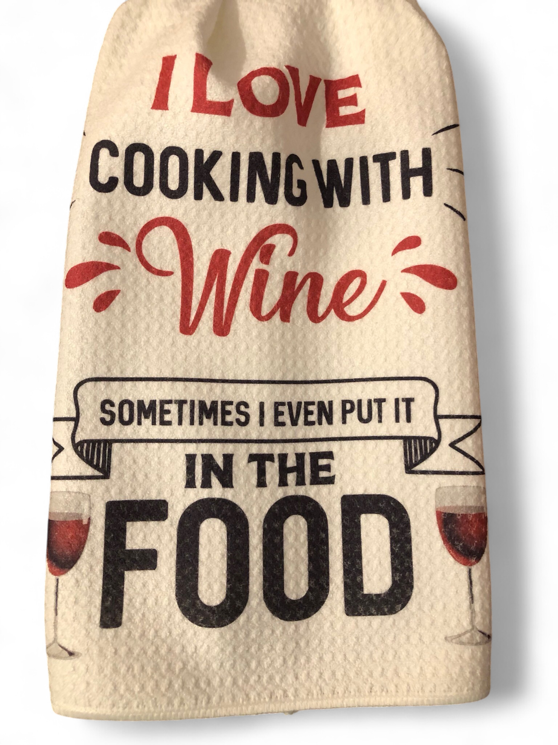 I Love Cooking With Wine - Waffle Kitchen Towel
