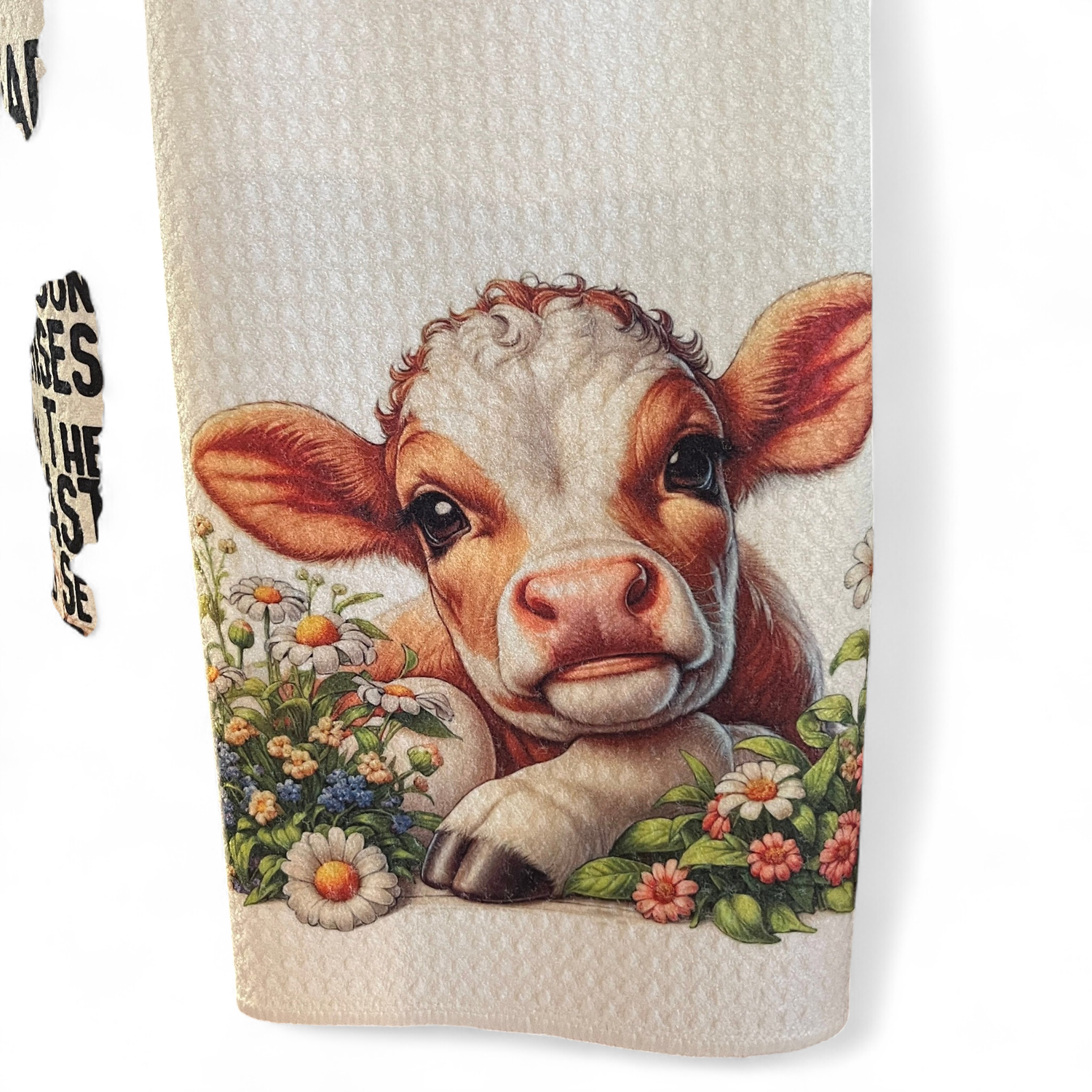Cow resting - Kitchen Waffle Towel 16&quot; x 24&quot;