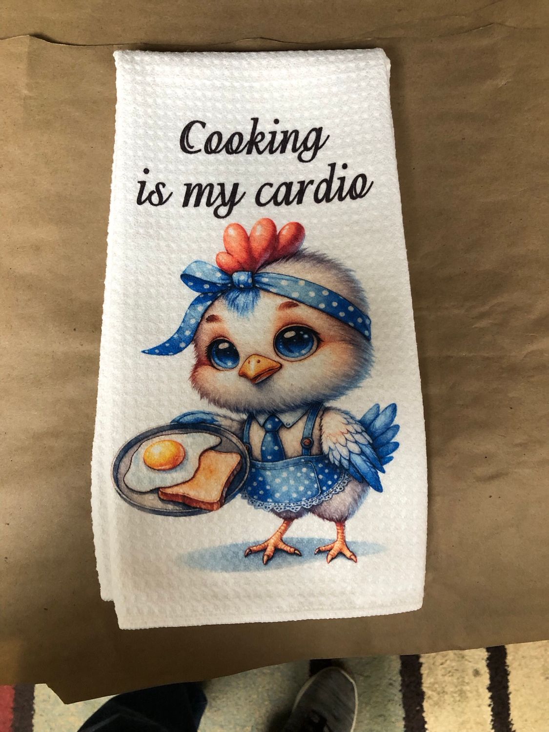 Cooking Is My Cardio Chicken - Waffle Kitchen Towel