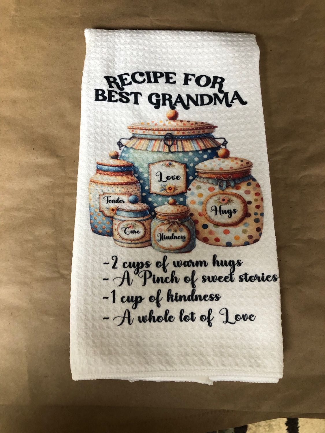 Receipt For Best Grandma - Waffle Kitchen Towel