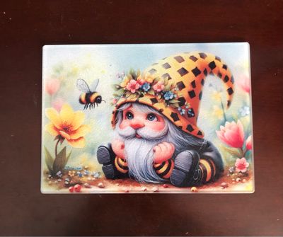 Glass Cutting Board - Gnome Bees