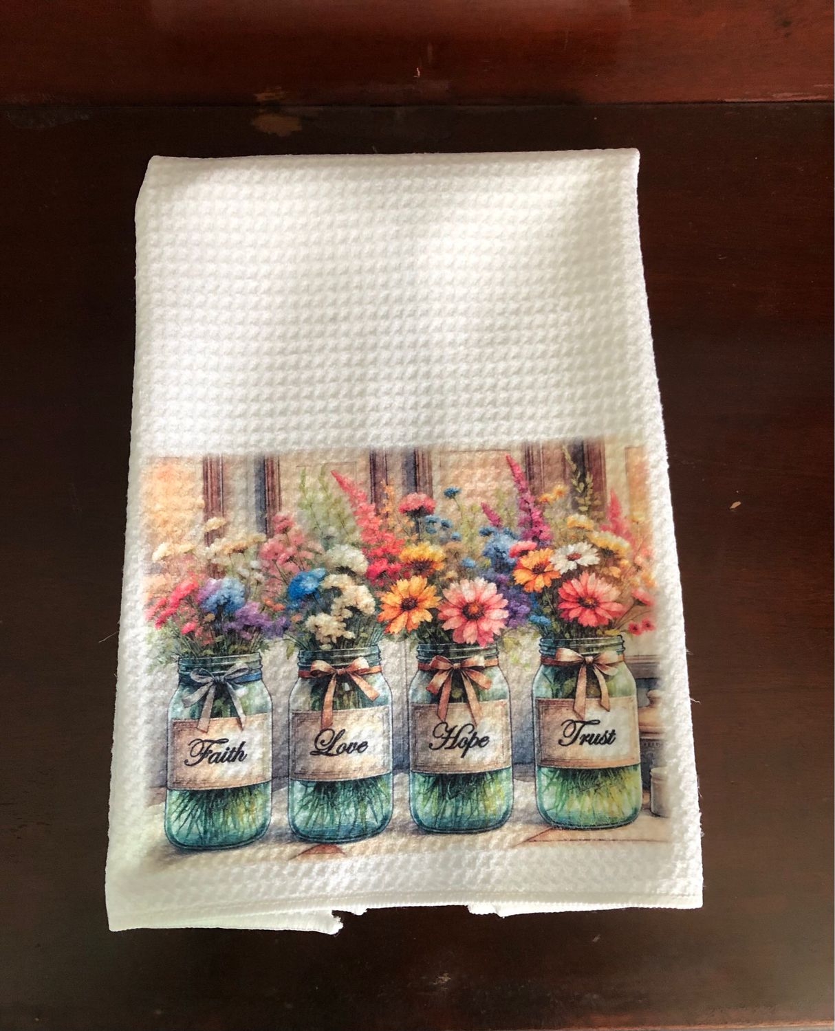 Faith Hope Love Trust - Waffle Kitchen Towel