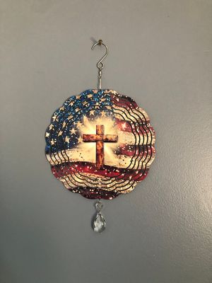 US Flag With Cross And Sparkle