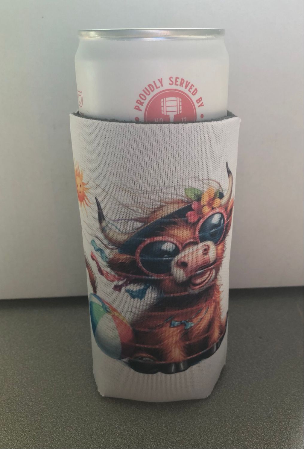 Cow With Sunglasses 12 oz Koozie