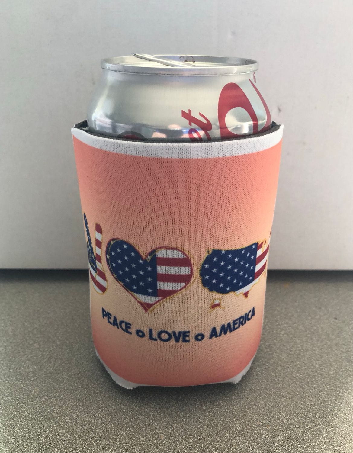 Peace love America 12 oz Koozie