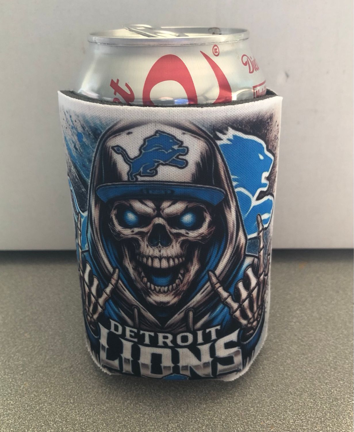 Detroit Lions skeleton 12 oz Koozie