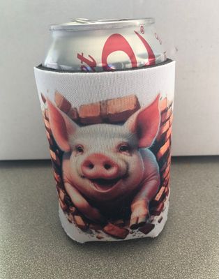Pig Braking Through Wall 12 oz Koozie