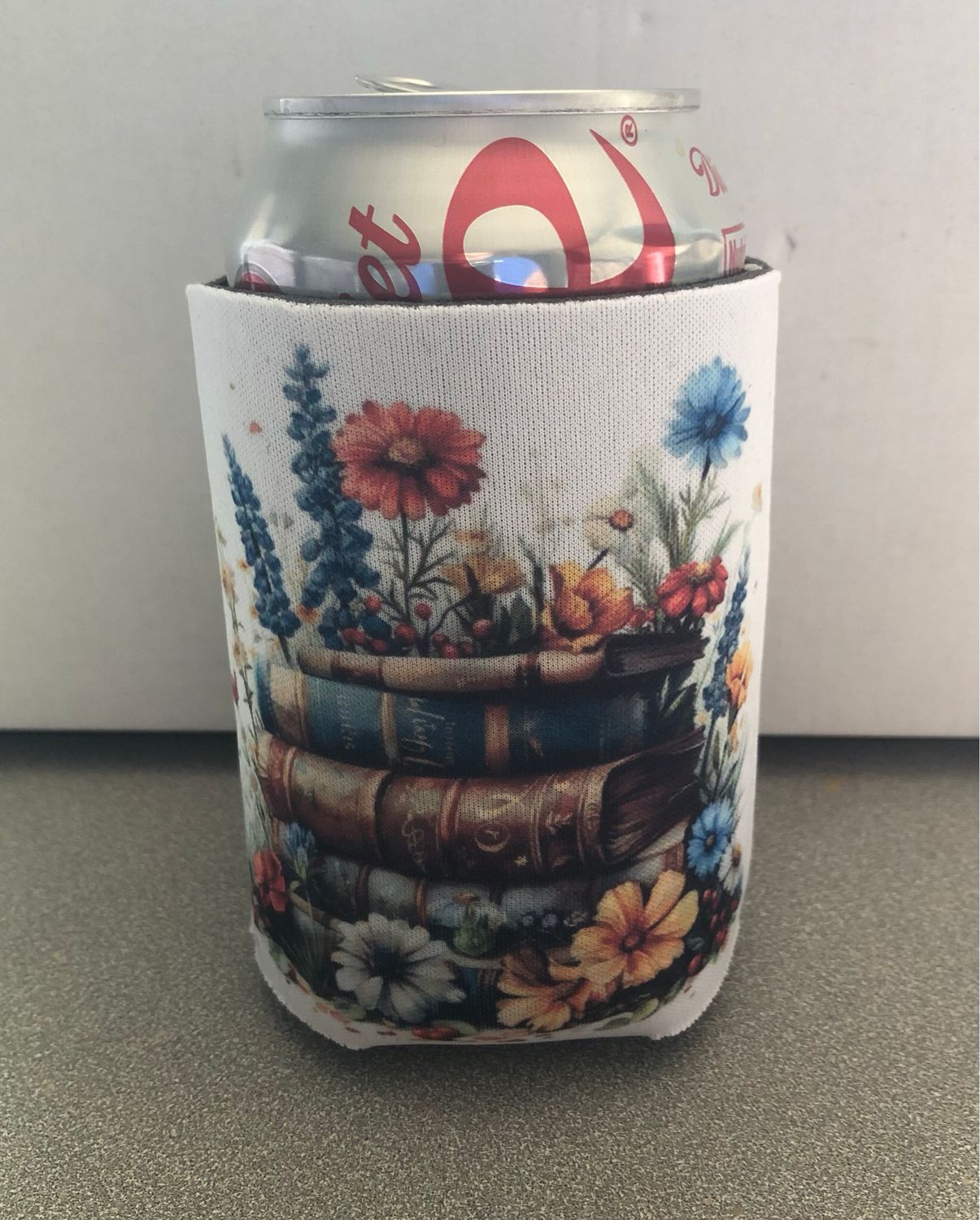 Books Flowers 12 oz Koozie