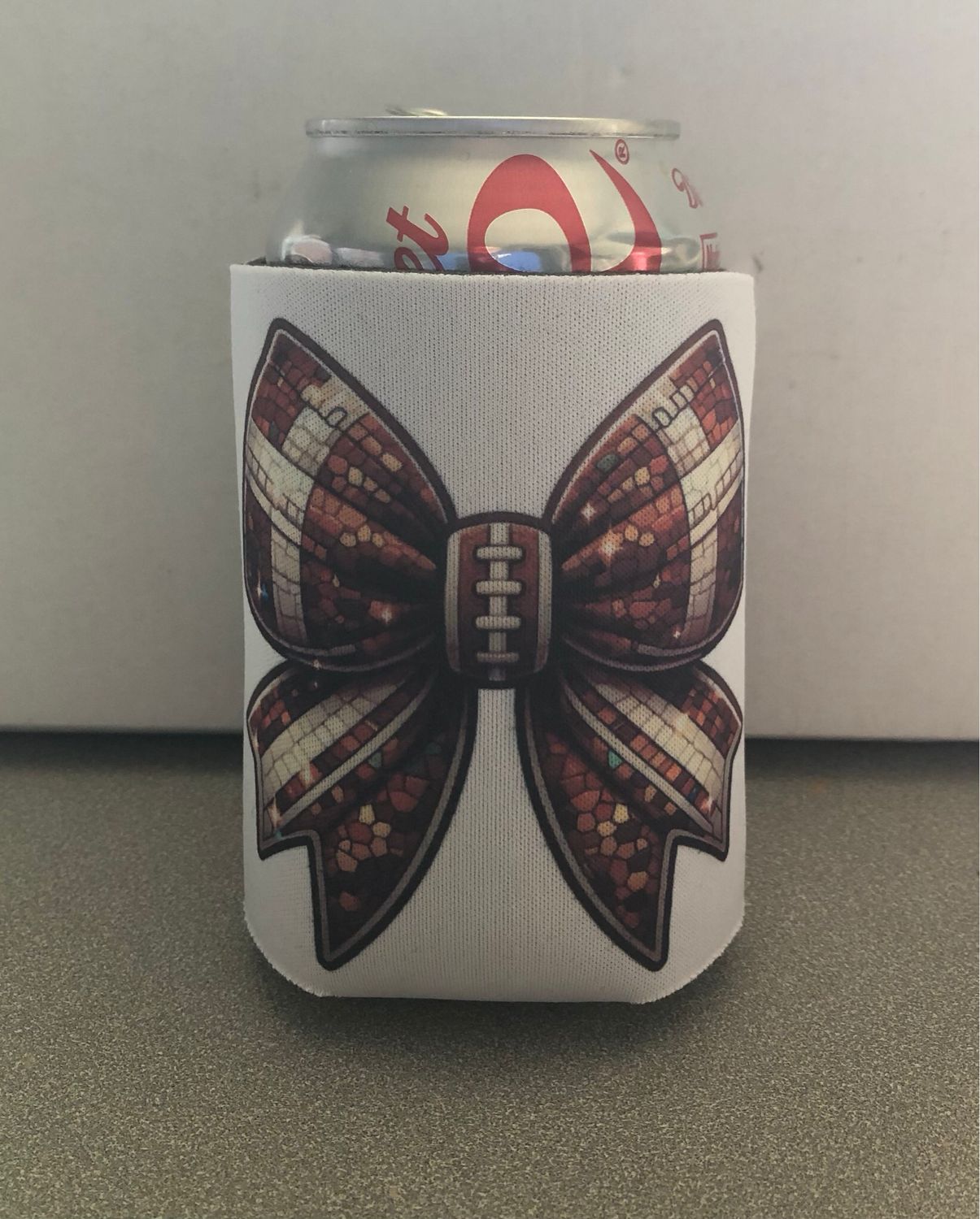 Football Bow 12 oz Koozie