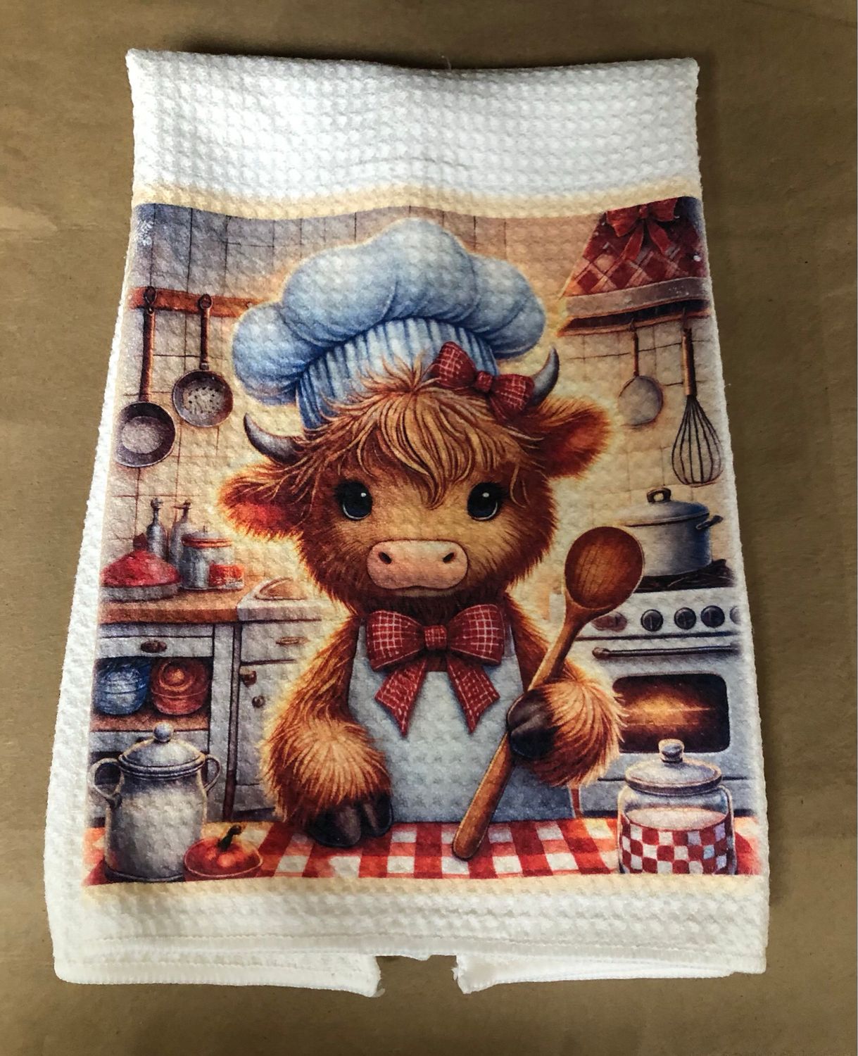 Highland Cow Chef - Waffle Kitchen Towel