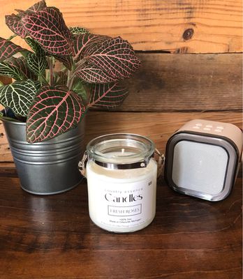 Fresh Roses 10 oz Glass Jar With Rope