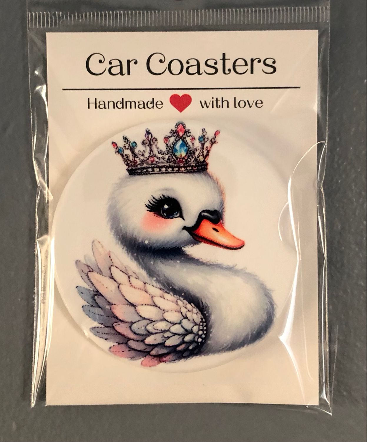 Swan With A Crown Ceramic Car Coaster