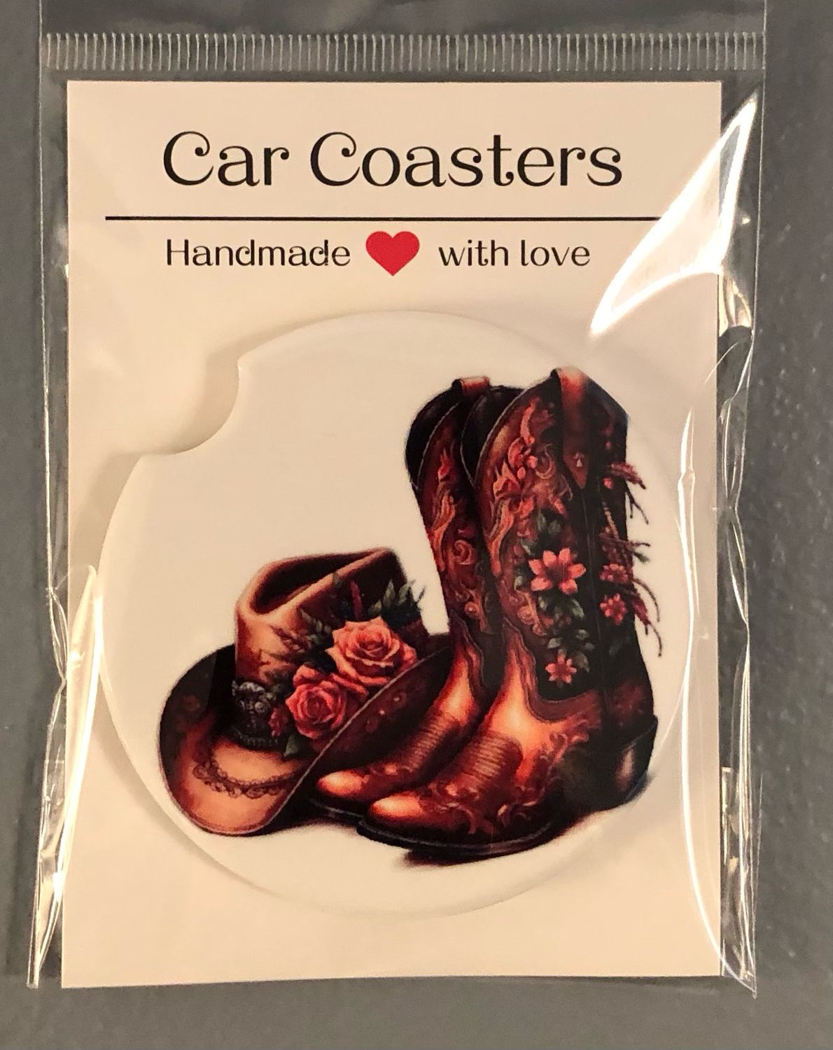 Cowboy Hat And Boots Ceramic Car Coaster