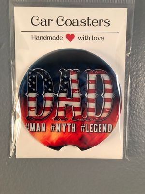 Dad The Man, Myth, Legend Ceramic Car Coaster