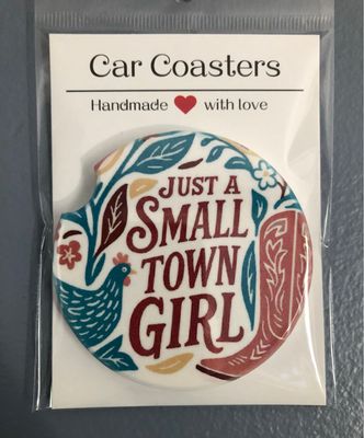 Small Town Girl Ceramic Car Coaster
