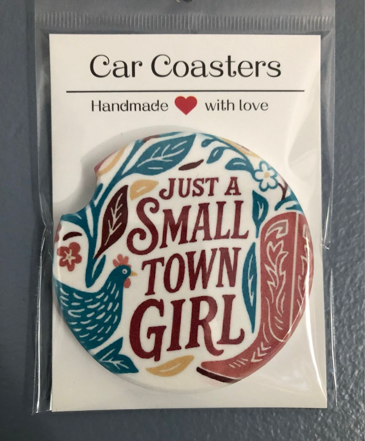 Small Town Girl Ceramic Car Coaster
