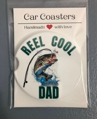 Reel Cool Dad Ceramic Car Coaster