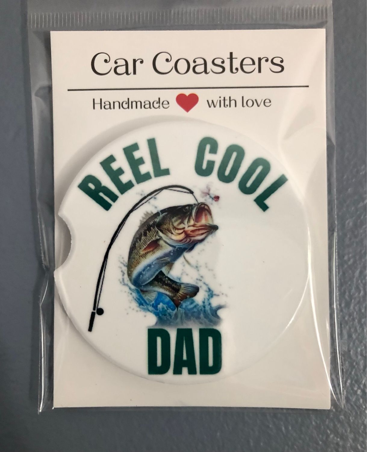 Reel Cool Dad Ceramic Car Coaster