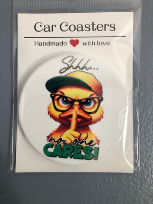 Duck Who Cares Ceramic Car Coaster
