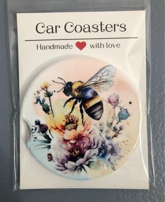 Bees And Flowers Ceramic Car Coaster