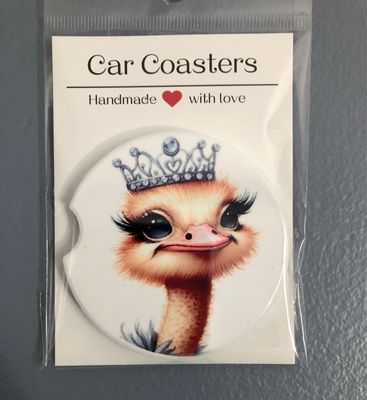 Ostrich With Crown Ceramic Car Coaster