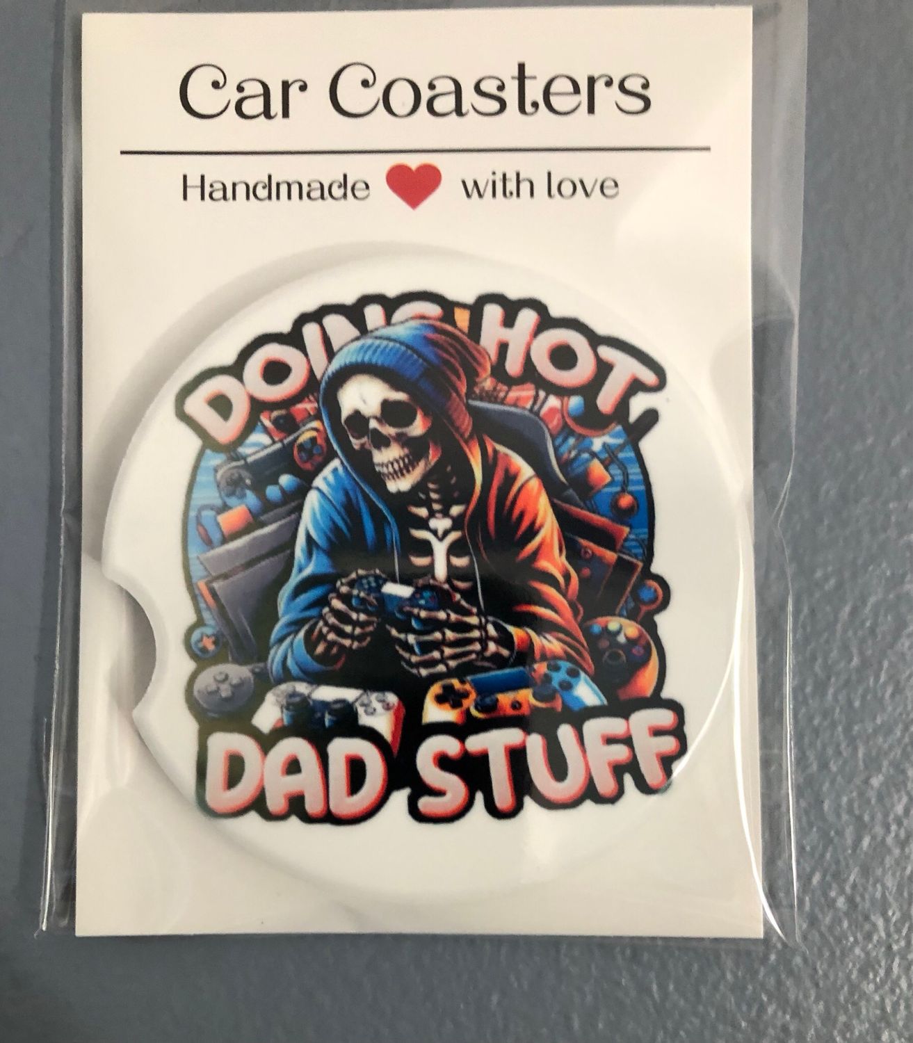 Doing Hot Dad Stuff Ceramic Car Coaster