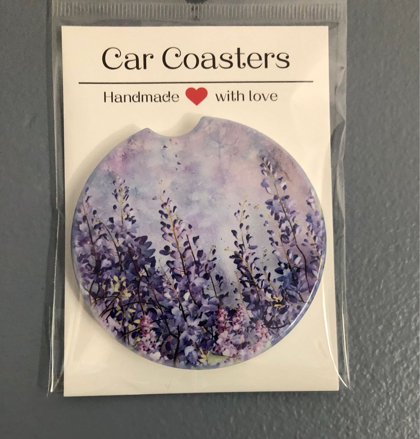 Purple flowers Ceramic Car Coaster