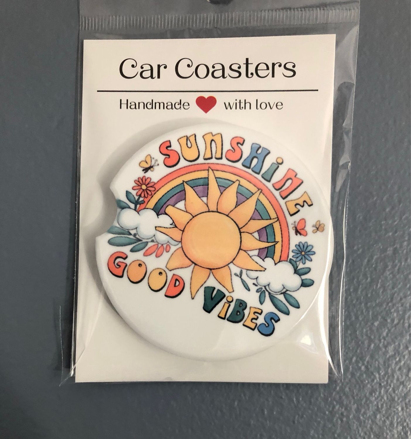 Sunshine Good Vibes Ceramic Car Coaster