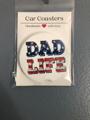 Dad Life Red, White And Blue Ceramic Car Coaster