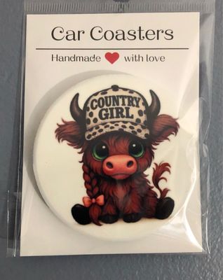 Country Girl Ceramic Car Coaster