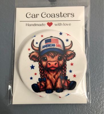 American Girl Cow Ceramic Car Coaster