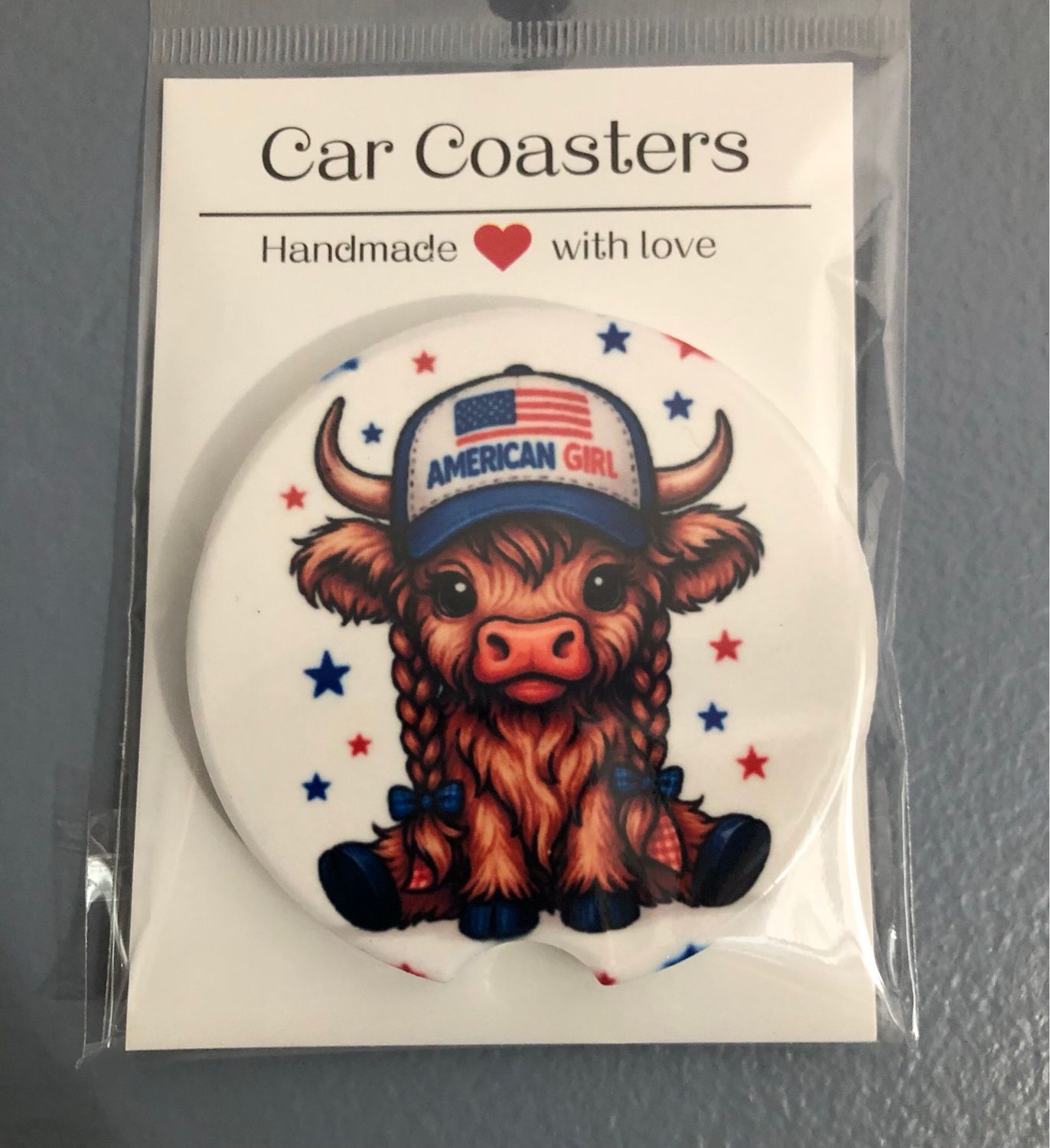 American Girl Cow Ceramic Car Coaster